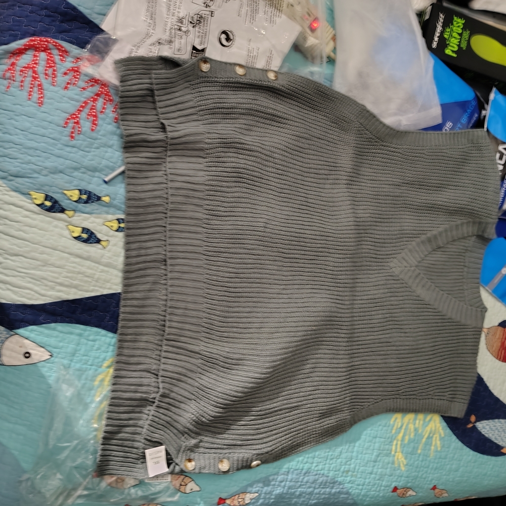 Gray Ribbed Knit Sweater